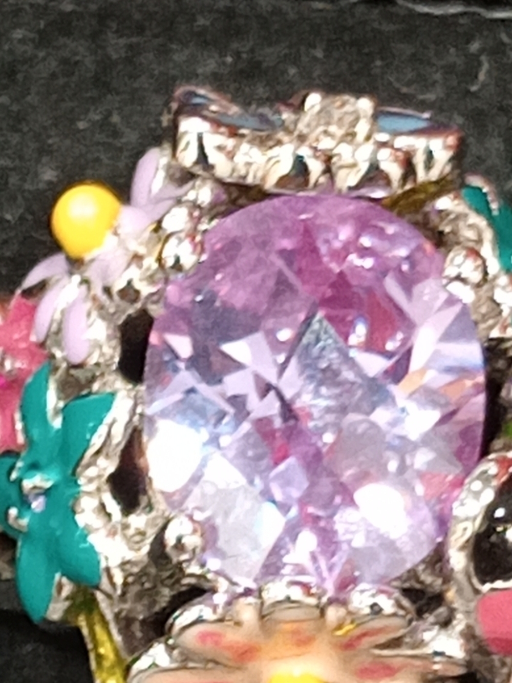 Park Lane Lavender Crystal Enamel Floral Ring with Multi-Color Accents - Picture 8 of 12